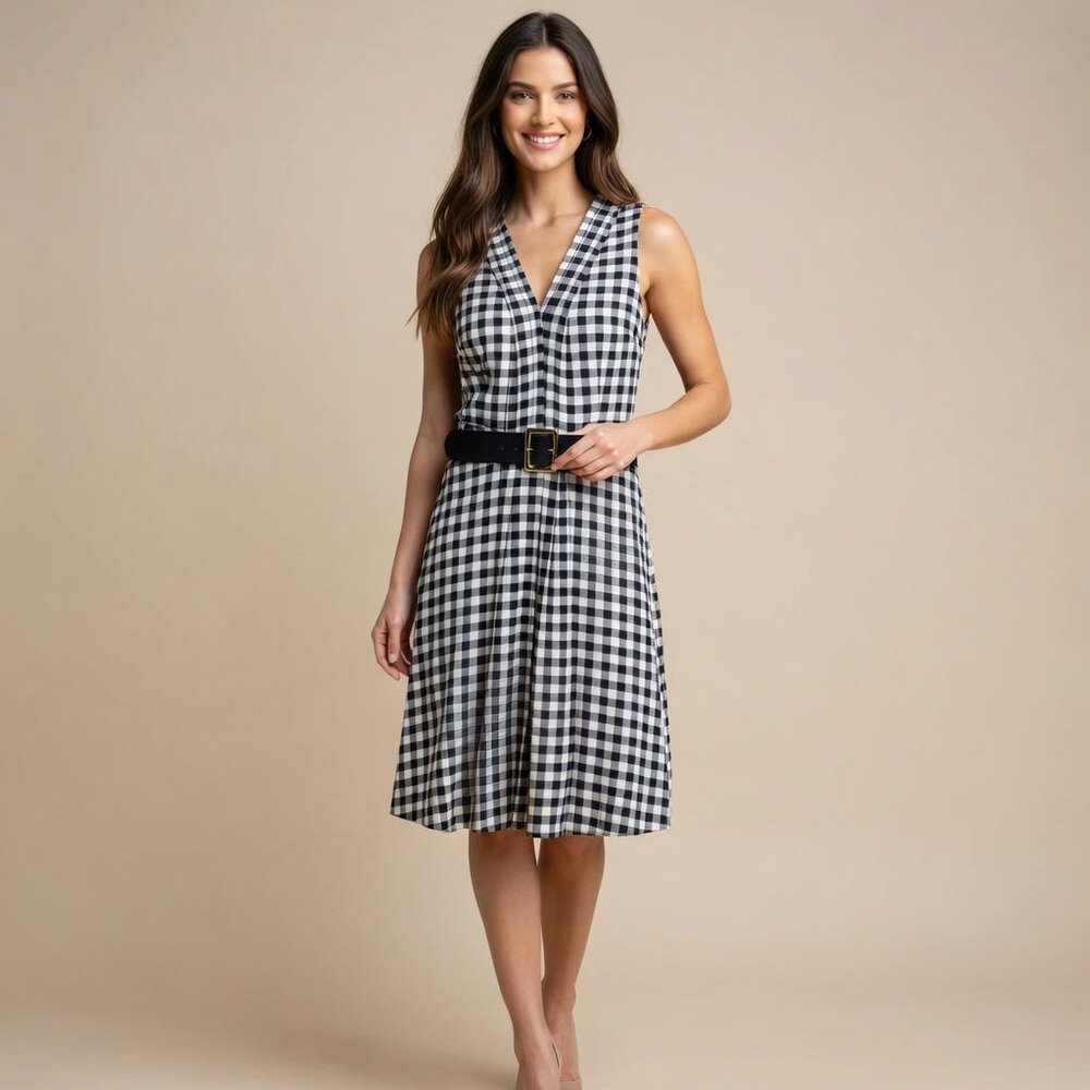 Ann Taylor Black and White Checkered Dress